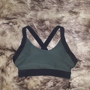 Army Green and Black Sports Bra